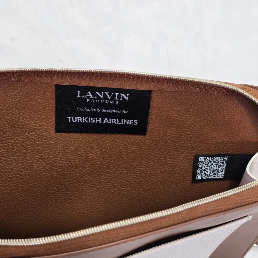 Lanvin Parfums Turkish Airlines‎ Amenity Pouch Brown Cream Travel Bag